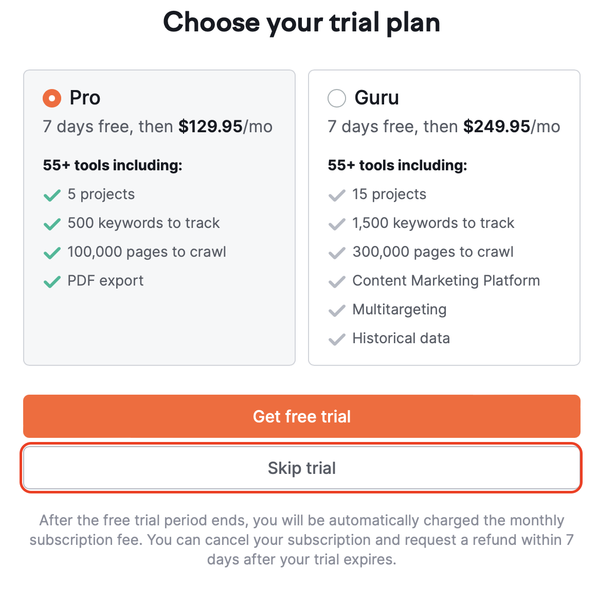 Semrush Subscription Limits Comparison